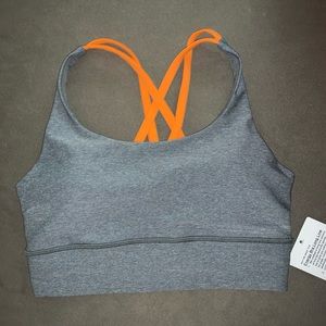 Lululemon Energy Long Line Bra Size 6 Gray Orange